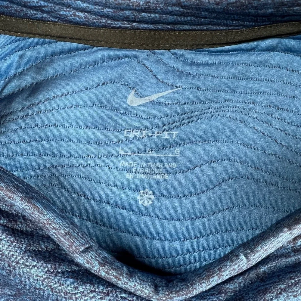 Nike Dri-FIT Mens Golf Quilted Training Sweatshirt Blue Heather Raked Lines LG